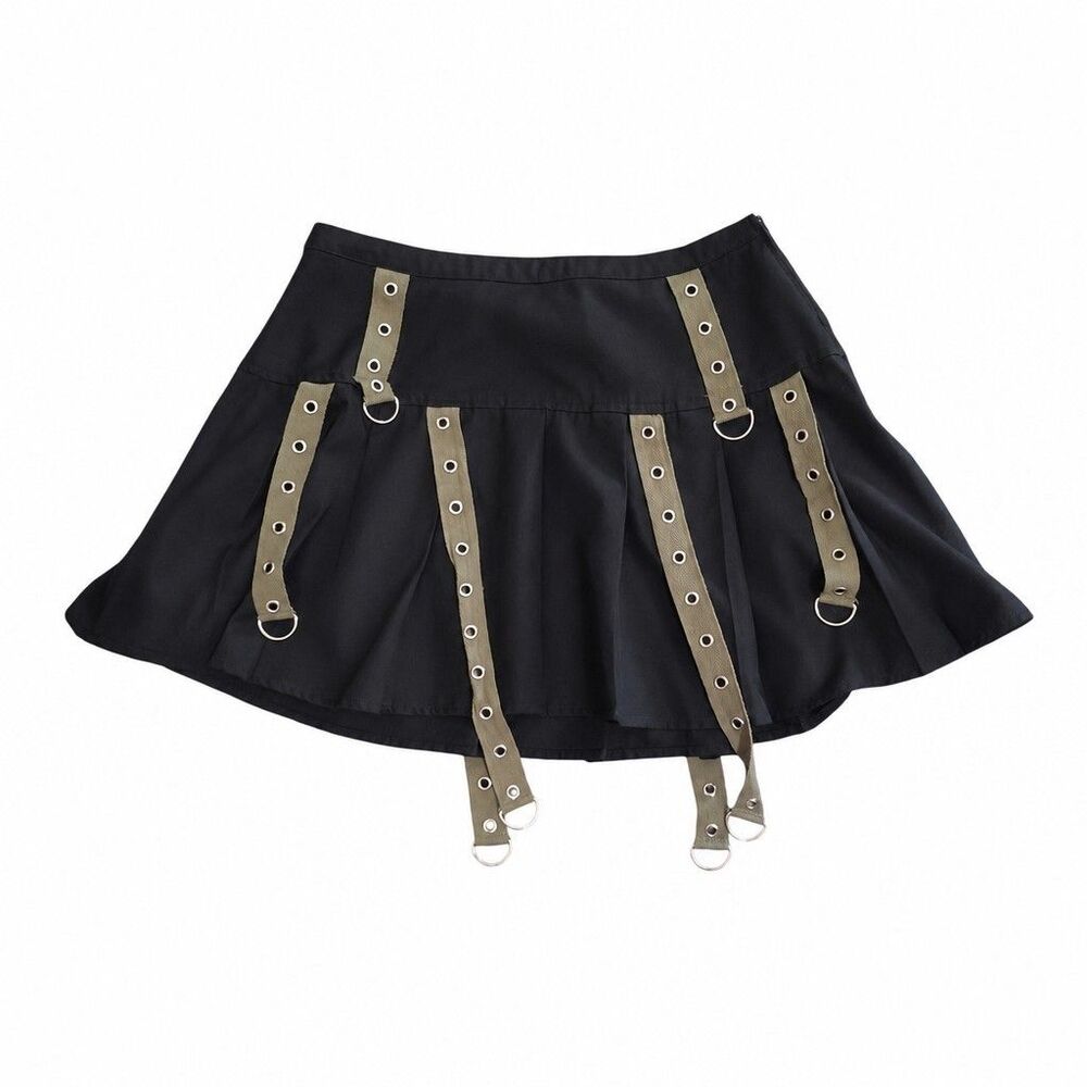 Social Collision Pleated Mini Skirt Utilitarian Straps Size M 5/7 Emo Punk Goth